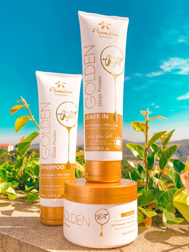 Kit Golden Gloss Protein Shampoo + Mascara + Leave-in