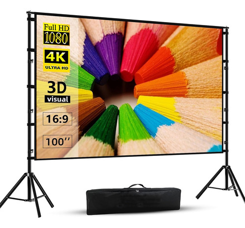 Pantalla De Proyección 100 Pulgadas 16:9 Plegable Portátil