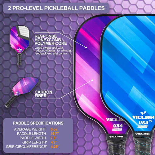 Paletas De Pickleball, Juego De 2 Paletas De Pickleball De F