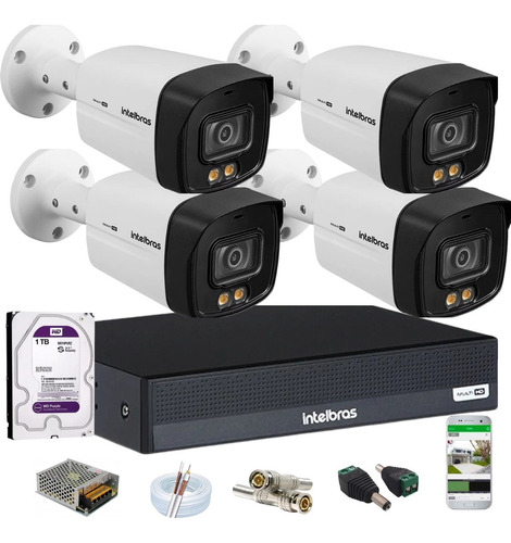 Kit Intelbras 4 Vhd 3240b Full Color Dvr 1004c 1tb Purple 