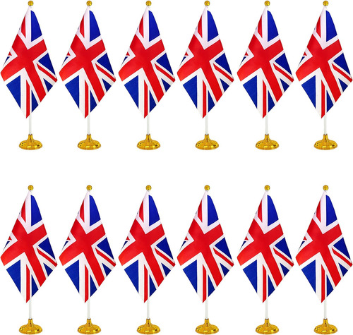 Mini Banderas Wxtwk, Poliéster, Reino Unido, C/ Base, 12 Pcs