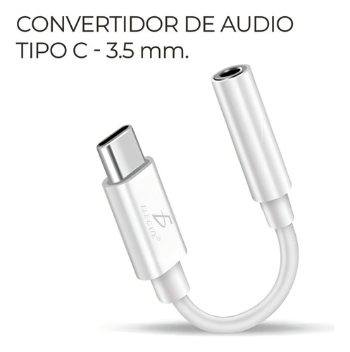 Cable Adaptador De Audio De Entrada Tipo C A Salida 3.5mm Blanco