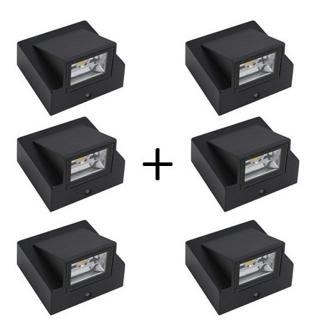 Pack X 6 Aplique Exterior Jardin  Con Led 3w Luz Metal 