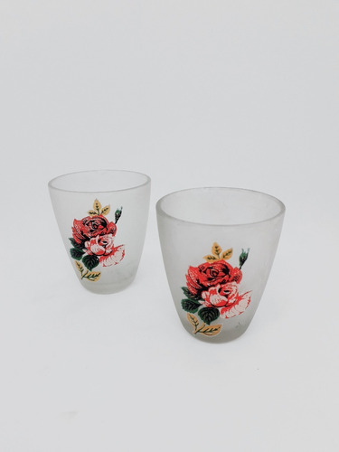 Yh 2 Antiguos Vasos Pavonados Vino Trago Copa Sorbo Cambio