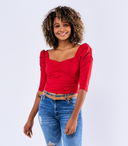 Blusa Escote Corazón Rojo Mujer Unser