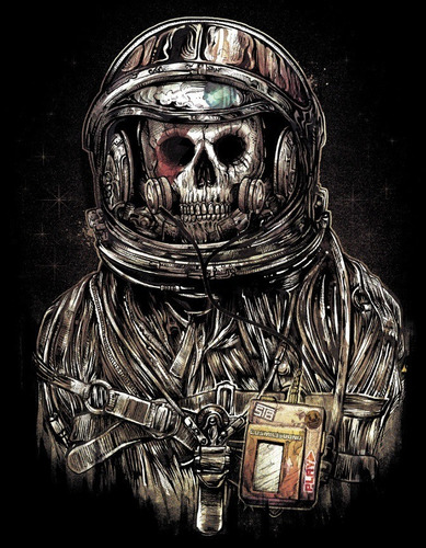 Imagem 2 de 6 de Camiseta Astronauta Caveira Banda Rock Masculina Promoção