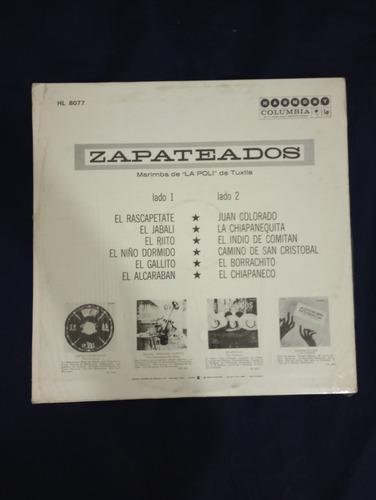 Lp Vinil Marimba La Poli De Tuxtla - Zapateados (Usado)