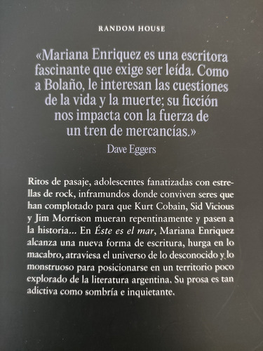 Éste Es El Mar. Mariana Enriquez. Ed. Random House