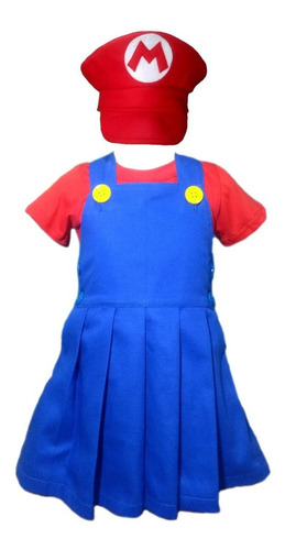 Fantasia Infantil Super Mario Bros Feminina Roupa Vestido