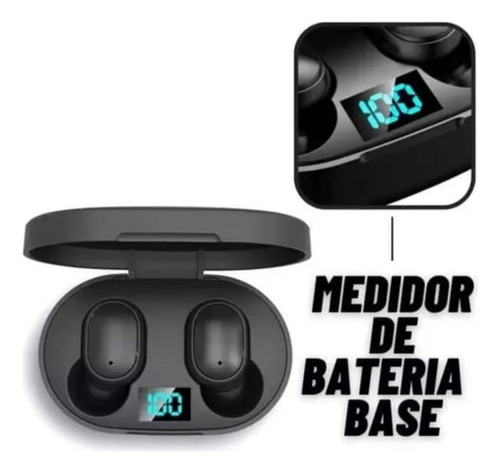 Fone De Ouvido Tws E6s Preto Sem Fio Bluetooth 5.0 Visor Luz
