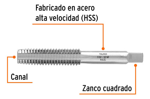 Macho Semicónico 7/32' X 32cuerda Fina Marca Truper 11420
