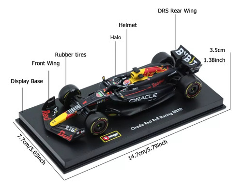 Bburago Formula Uno 1:43 Red Bull Max Verstappen #1 Rb20 Negro