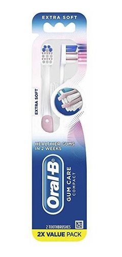 Oral-b Gum Care Compacto Cepillo De Dientes, Extra Suave, 2 