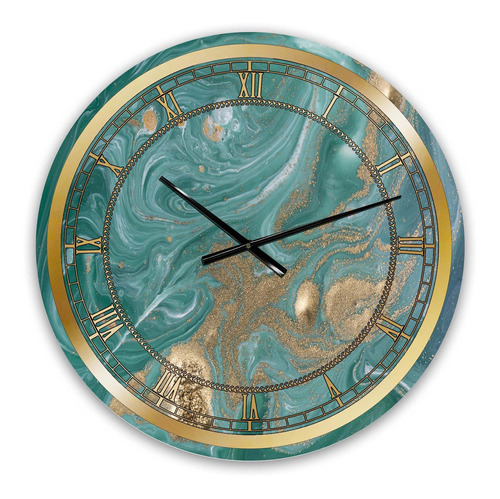 Reloj De Pared Glam 39nature Green And Gold Marble39 Re...