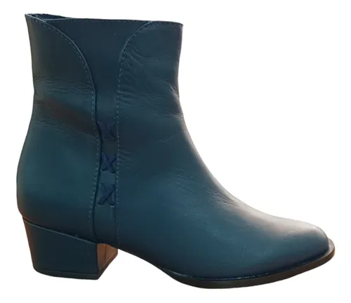 Botin Kalifa Mujer Cuero Natural Color Azul. Ref Ruby