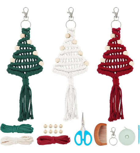 Webeedy Juego De 3 Llaveros De Macramé Para Árbol De Navidad