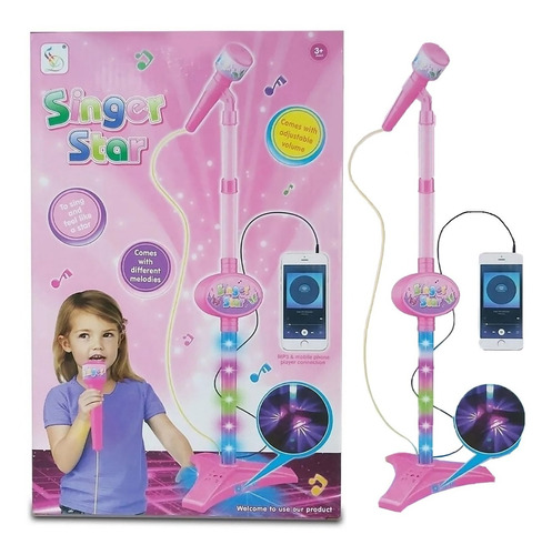 Microfono Karaoke Infantil Luz Singer Star Cod 6421 Bigshop