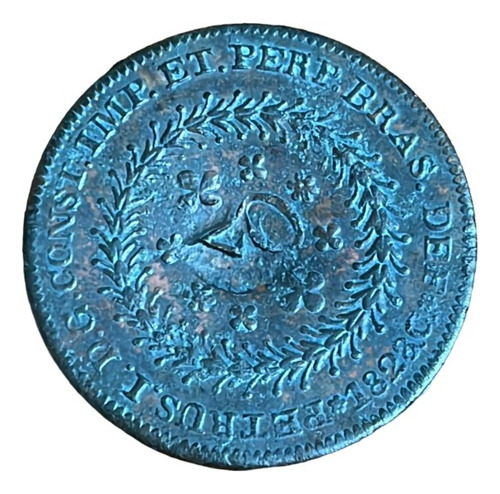 Moeda Cobre 80 Reis 1828 C Com Carimbo Cabano Sob