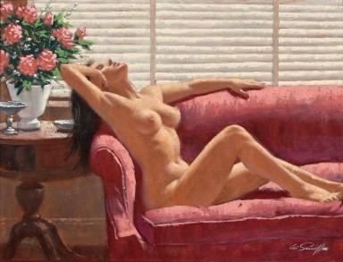 Mujer Desnuda En El Sofa - Arthur Sarnoff - Lámina 45x30 Cm.
