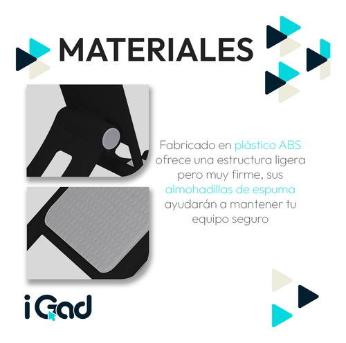 Soporte Universal Para Celular iGAD Base De Plástico Portátil Plegable Slim Holder De Escritorio Color Negro
