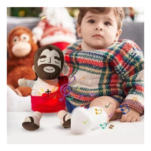 2 Piezas De Peluche Navideño De Jesús Que Respira Con Luces