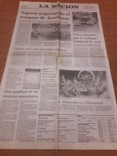 Tapa Diario La Nación 21 11 1990 Privatización Aerolíneas Ar (Usado)