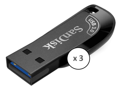 Imagen 3 de 7 de Pack X 3 Sandisk Ultra Shift 32gb Usb 3.0 Flash Drive Black
