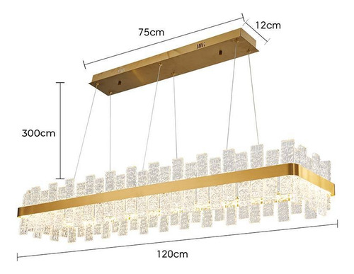 Lustre Pendente Dourado Retangular Esplendor