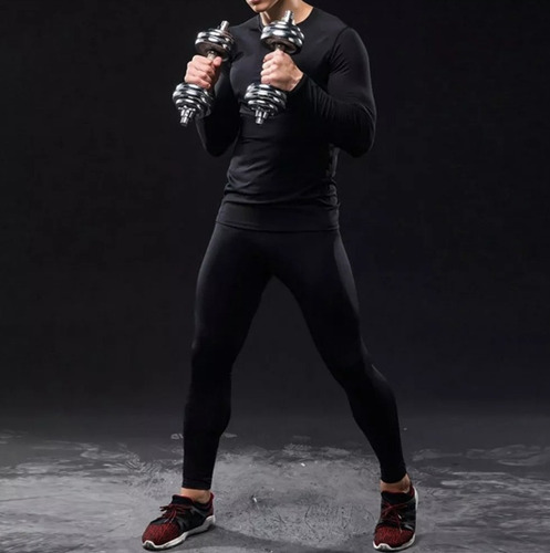 Para Pantalón Licra + Playera De Compresión Conjunto Gym 2ps