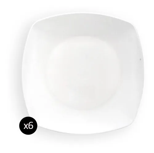 Plato Playo Melamina Cuadrado Blanco X 12 Unidades