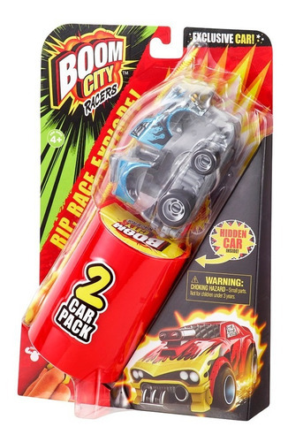 Vehículo Con Lanzador Boom City Racers 2 Packs Autos Wabro Color Rojo
