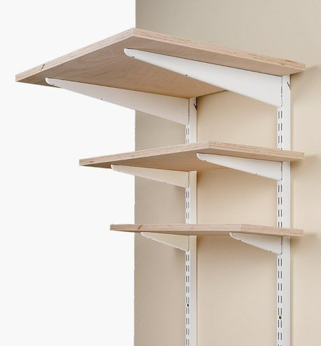 Imagen 5 de 10 de Kit 7 Rieles De 2m + 42 Ménsulas De 37cm Blancas Reforzadas
