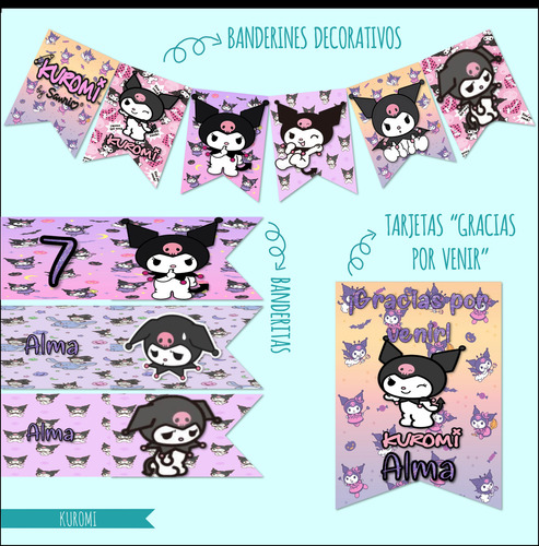 Kuromi Kit Cumpleaños Imprimible Editable Candy Bar
