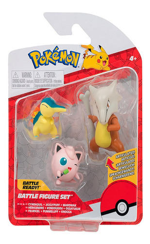 Pokémon - 3 Figuras De Ação -cyndaquil, Jigglypuff E Marowak