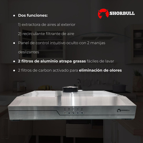 Campana Extractora Empotrable Acero Con Luz 60 Cm Shorbull