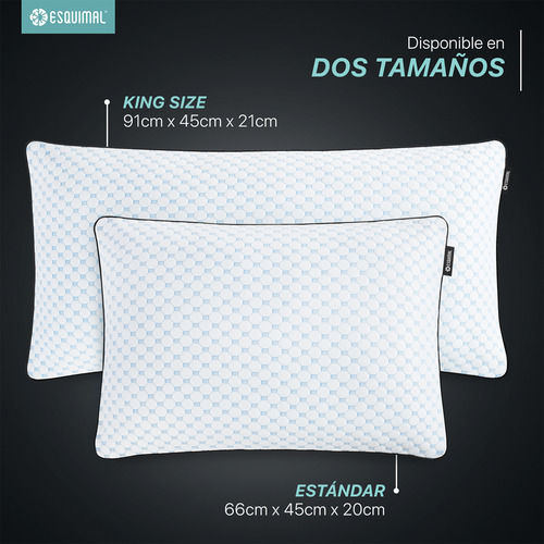 Almohada Cool+bambú Esquimal Memory Foam Ajustable King Size Color Blanco