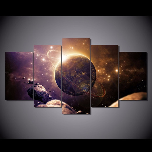 Quadro 5 Peças Planeta Universo Galaxia Mercurio Planetas