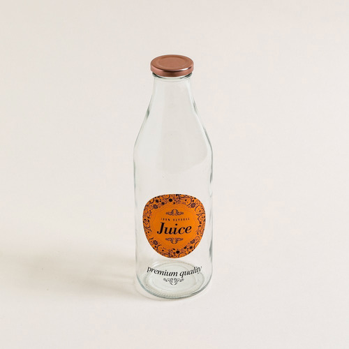 Botella De Vidrio Con Tapa Y Logo Color Cobre Juice