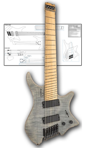 Plano Para Luthier Strandberg Boden 8 A Escala Real Gris