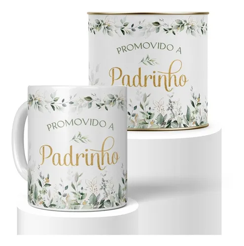 comprar Kit Caneca Convite Madrinha Padrinho Batizado Casamento Lata