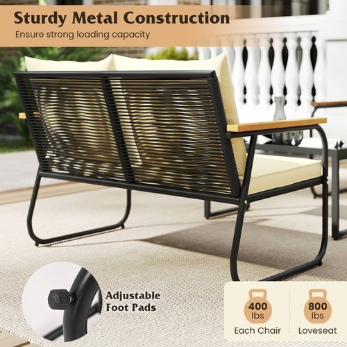 Sillas Para Jardin Con Mesa Y Reposa Brazos Amarillo Gpl