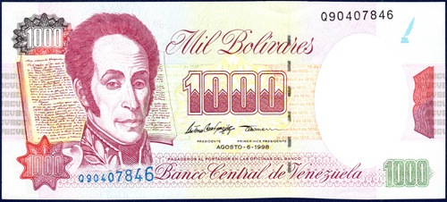 Billete De 1000 Bolívares Q8 Agosto 6 1998 Simón Bolívar