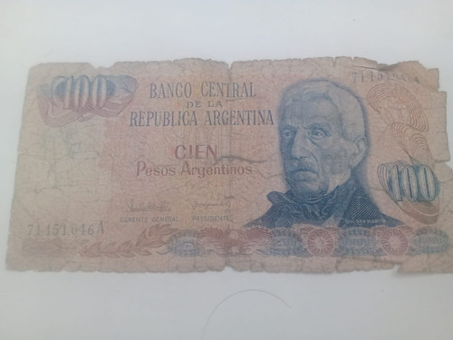 Billete 100 Pesos Ley Argentina 1972 (Usado)