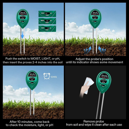 Vivosun Soil Tester, 3-in-1 Plant Moisture Meter Light And P