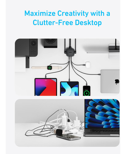 Estación De Carga Anker 9 En 1 Usb C Power Strip De 100 W, C