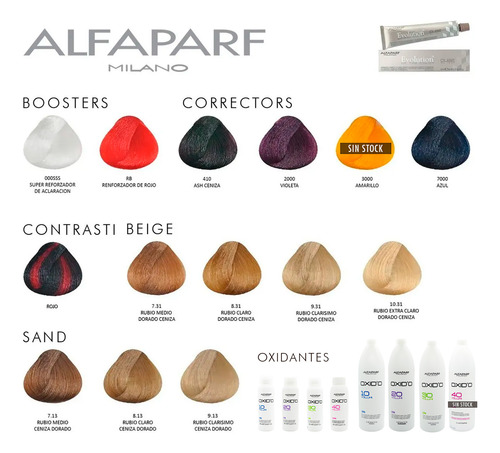Kit Combo Tintura Alfaparf Evolution X 4 Coloración Color