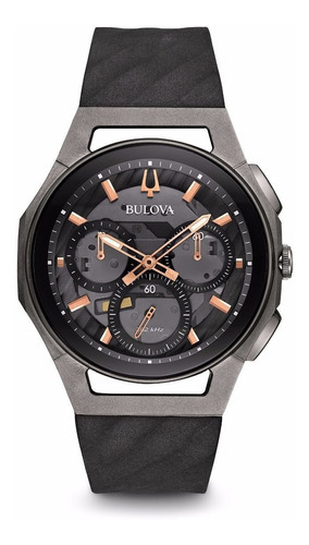 Relógio Bulova Curv Masculino 98a162 Titanio Vidro Safira Cor da correia Preto Cor do bisel Preto