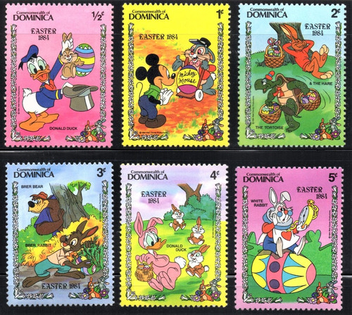 Disney Estampillas De Dominica Con Donald Mickey Mouse 1984