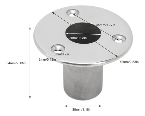 Base De Tubo Para Barandilla Para Barco, 25 Mm, Ajuste De Ba