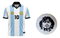 Comprar Combo Diego Maradona Pelota Y Camiseta Dm10 Oferton Color Celeste
